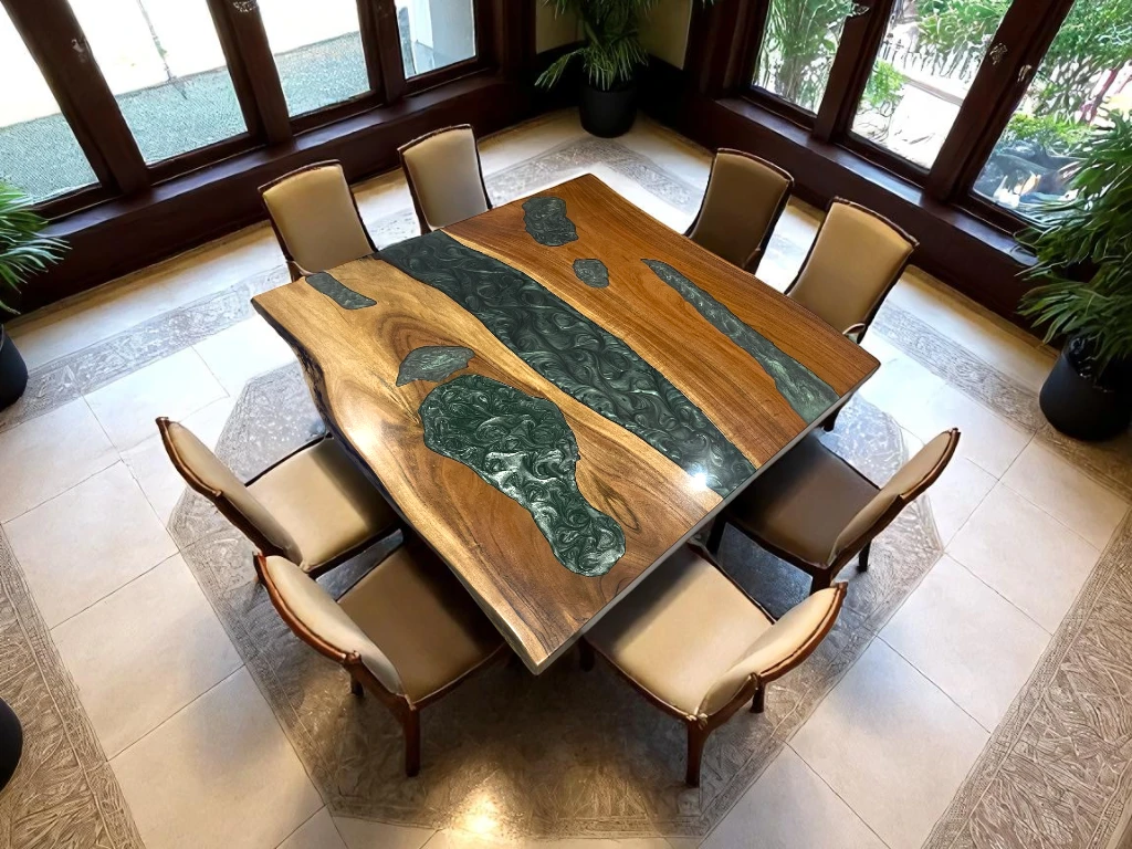 Custom Live Edge Acacia Wood Coffee Table with Resin River